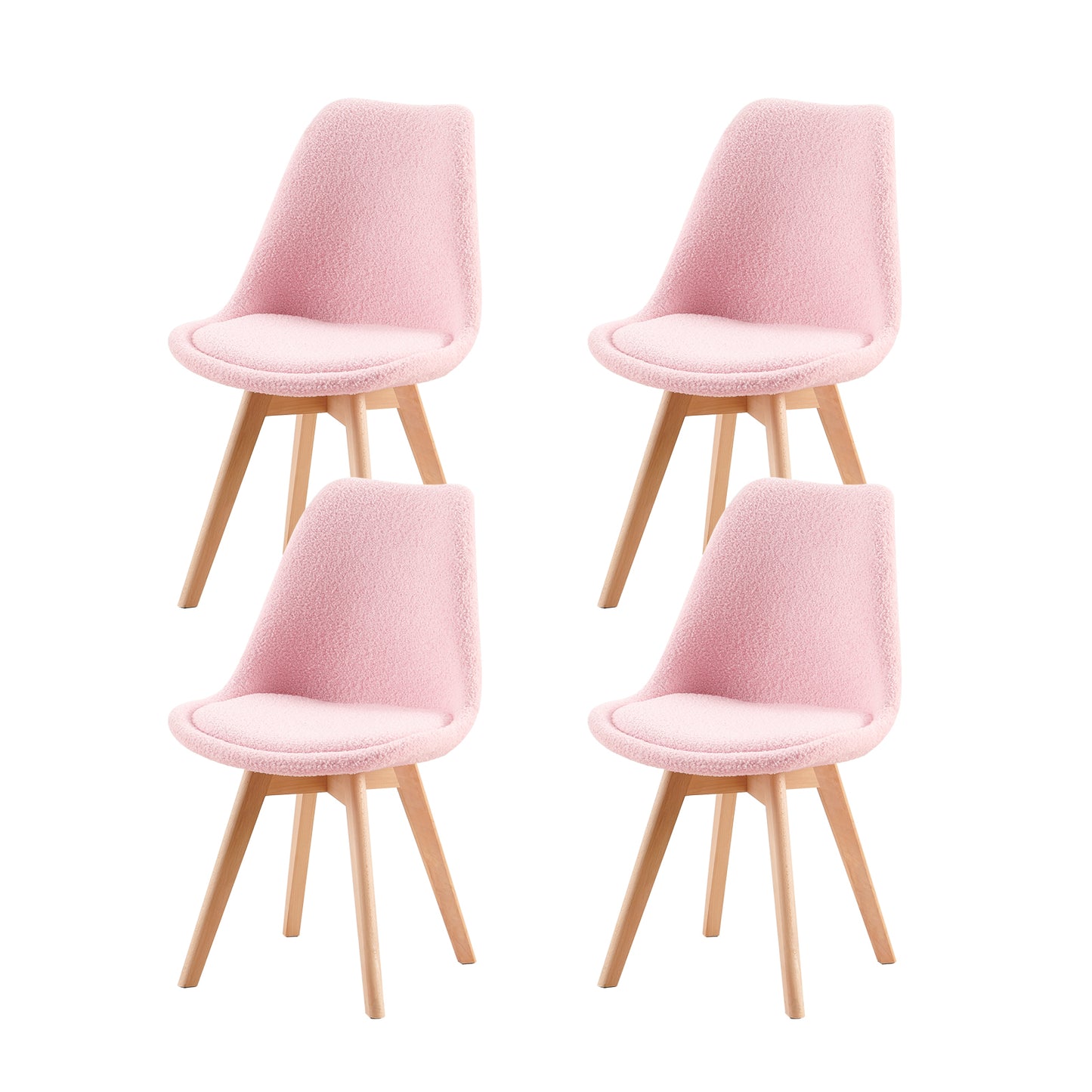 Sherpa Upholstered Side Dining Chair (Set of 1/2/4) - White/Pink/Light Blue-TULIP