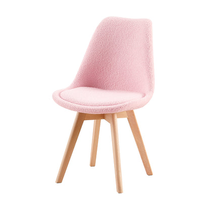 Sherpa Upholstered Side Dining Chair (Set of 1/2/4) - White/Pink/Light Blue-TULIP