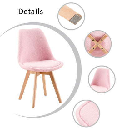 Sherpa Upholstered Side Dining Chair (Set of 1/2/4) - White/Pink/Light Blue-TULIP