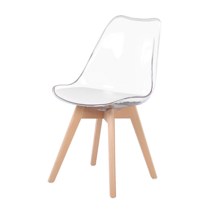 Sedie da pranzo Design scandinavo Sedie imbottite con bianco e trasparente - Tulip pp