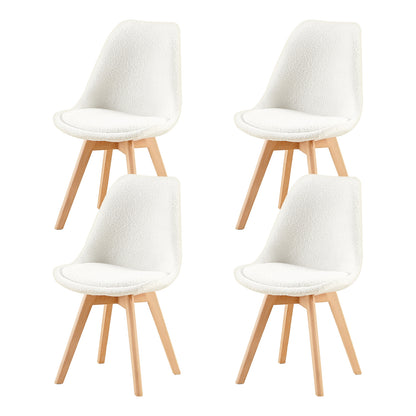 Sherpa Upholstered Side Dining Chair (Set of 1/2/4) - White/Pink/Light Blue-TULIP