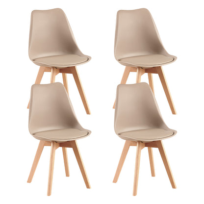 Chairs Dining Room With Beech Legs Set of 2/4-Light Khaki - TULIP