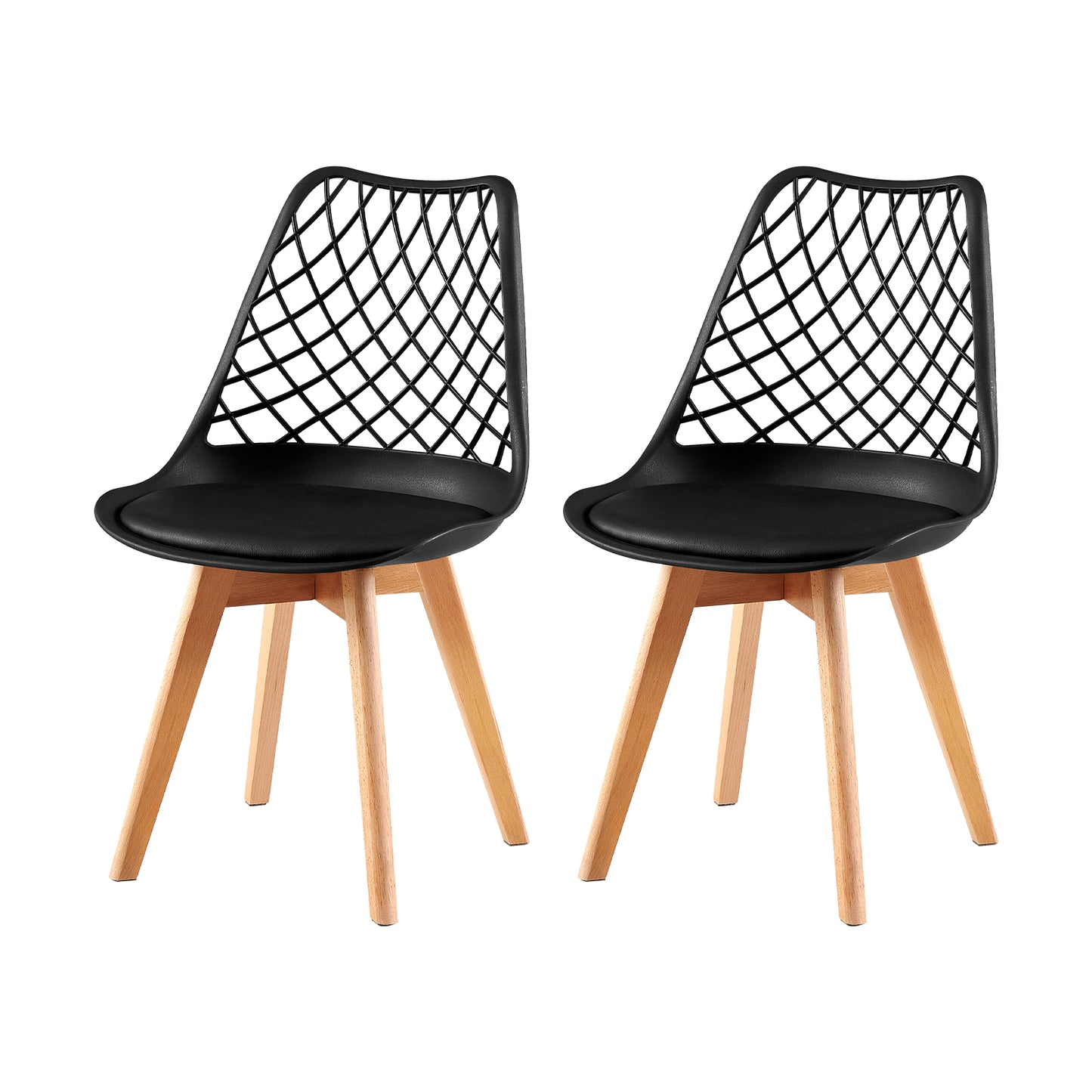 LEYDEN Creative Dining Side Chair with Beech Legs (Set of 2/4) - Black/White