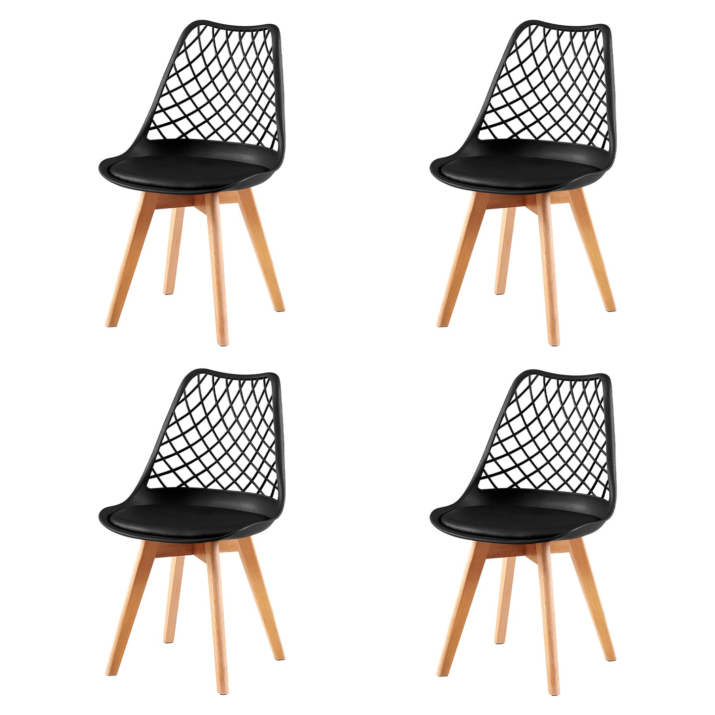 LEYDEN Creative Dining Side Chair with Beech Legs (Set of 2/4) - Black/White