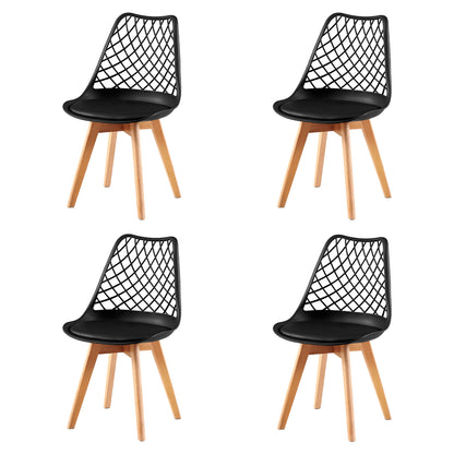 LEYDEN Creative Dining Side Chair with Beech Legs (Set of 2/4) - Black/White