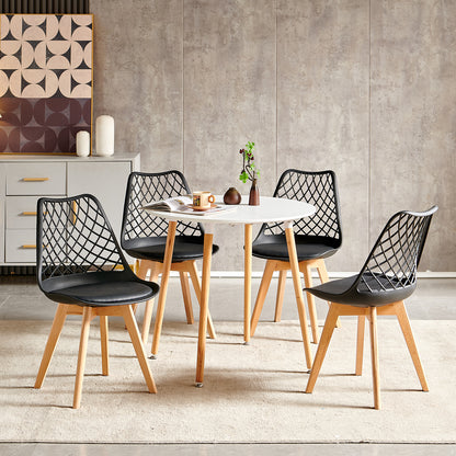 LEYDEN Creative Dining Side Chair with Beech Legs (Set of 2/4) - Black/White