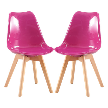 New Dining Chair Set of 2/4 with Beech Legs PET Material-Dragon fruit color-TULIP