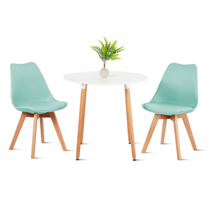 TULIP Upholstered Dining Chair Set of 2- Mint Green/Green/Yellow