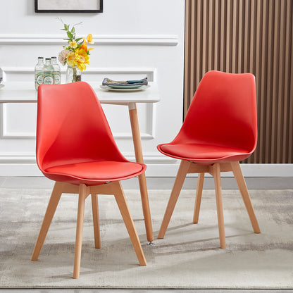 Dining Chairs Set of 4 With Beech legs - Bean paste/Orange/Yellow/Red-TULIP