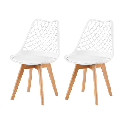 LEYDEN Creative Dining Side Chair with Beech Legs (Set of 2/4) - Black/White