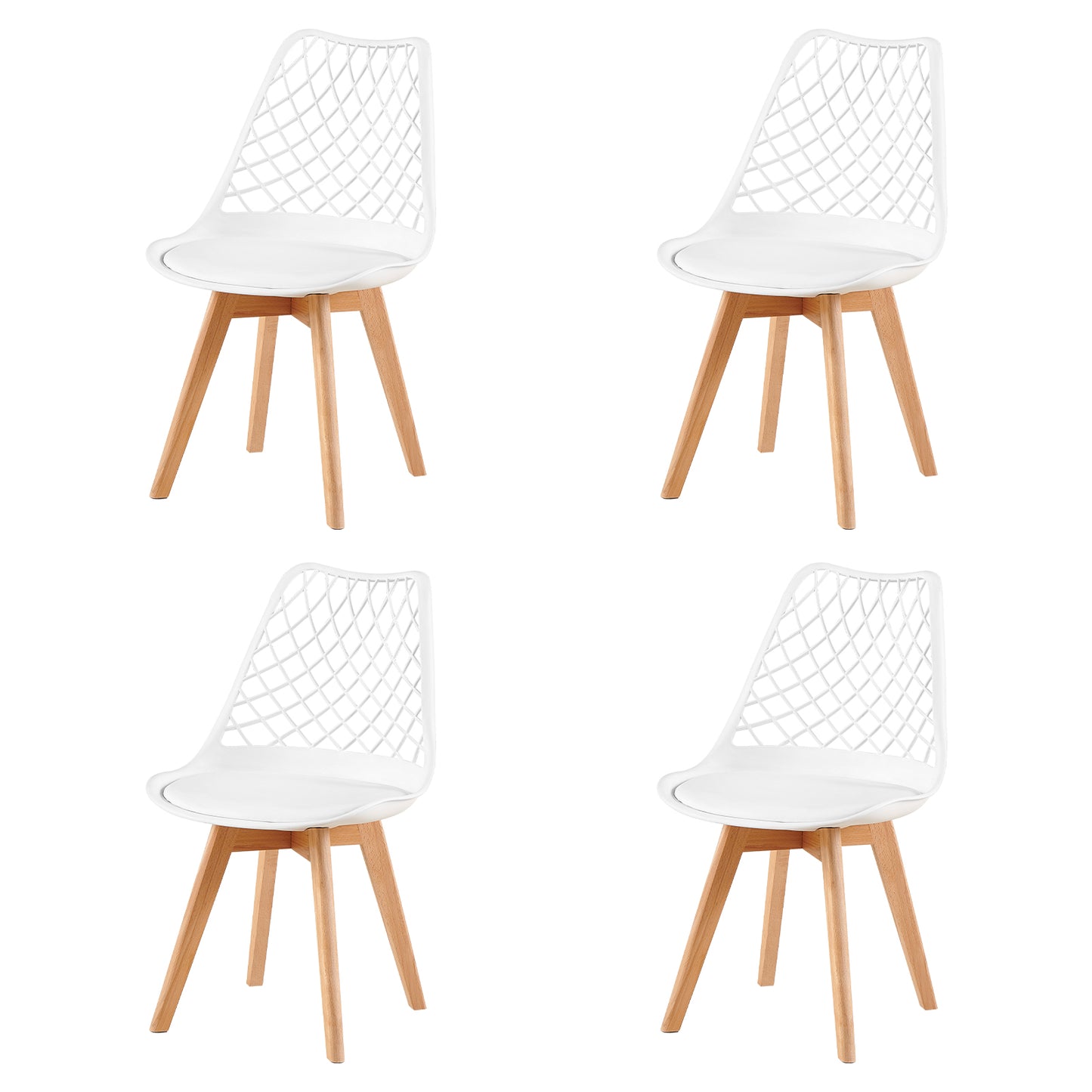 LEYDEN Creative Dining Side Chair with Beech Legs (Set of 2/4) - Black/White