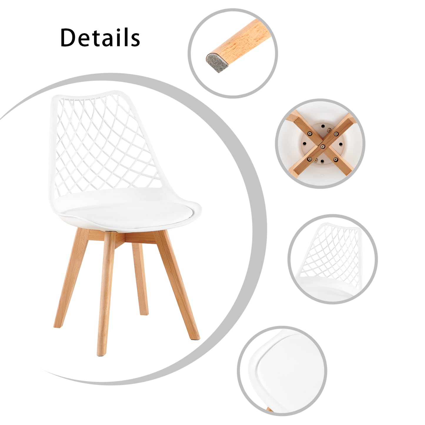 LEYDEN Dining Side Chair and a Round Dining Table, Suitable for 4-6 people