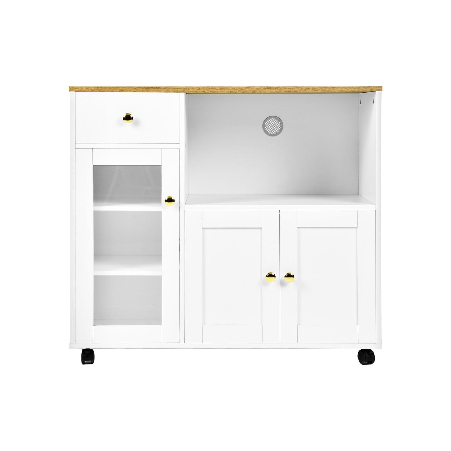 VIDOR Sideboard, Kitchen Cabinet with Microwave Rack-White