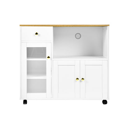 VIDOR Sideboard, Kitchen Cabinet with Microwave Rack-White