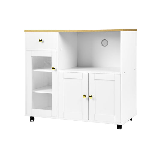 VIDOR Sideboard, Kitchen Cabinet with Microwave Rack-White