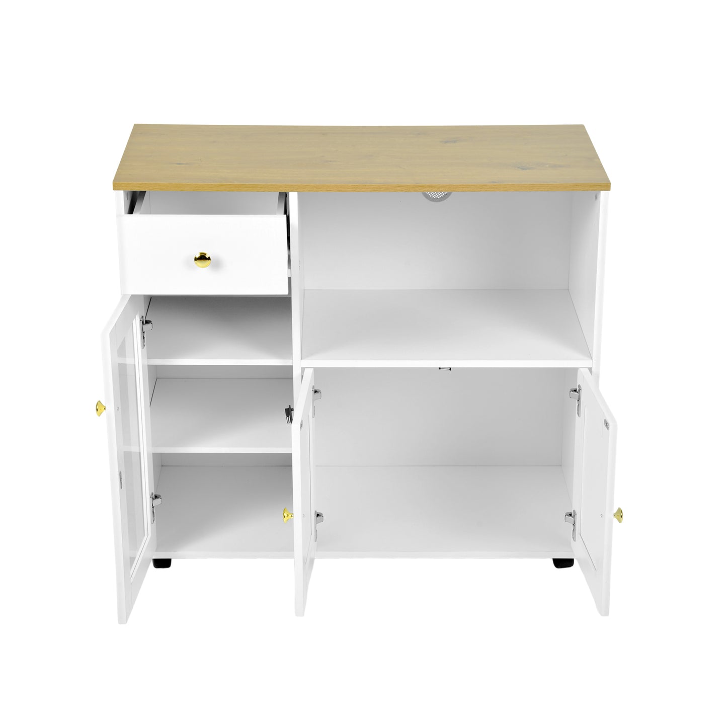 VIDOR Sideboard, Kitchen Cabinet with Microwave Rack-White