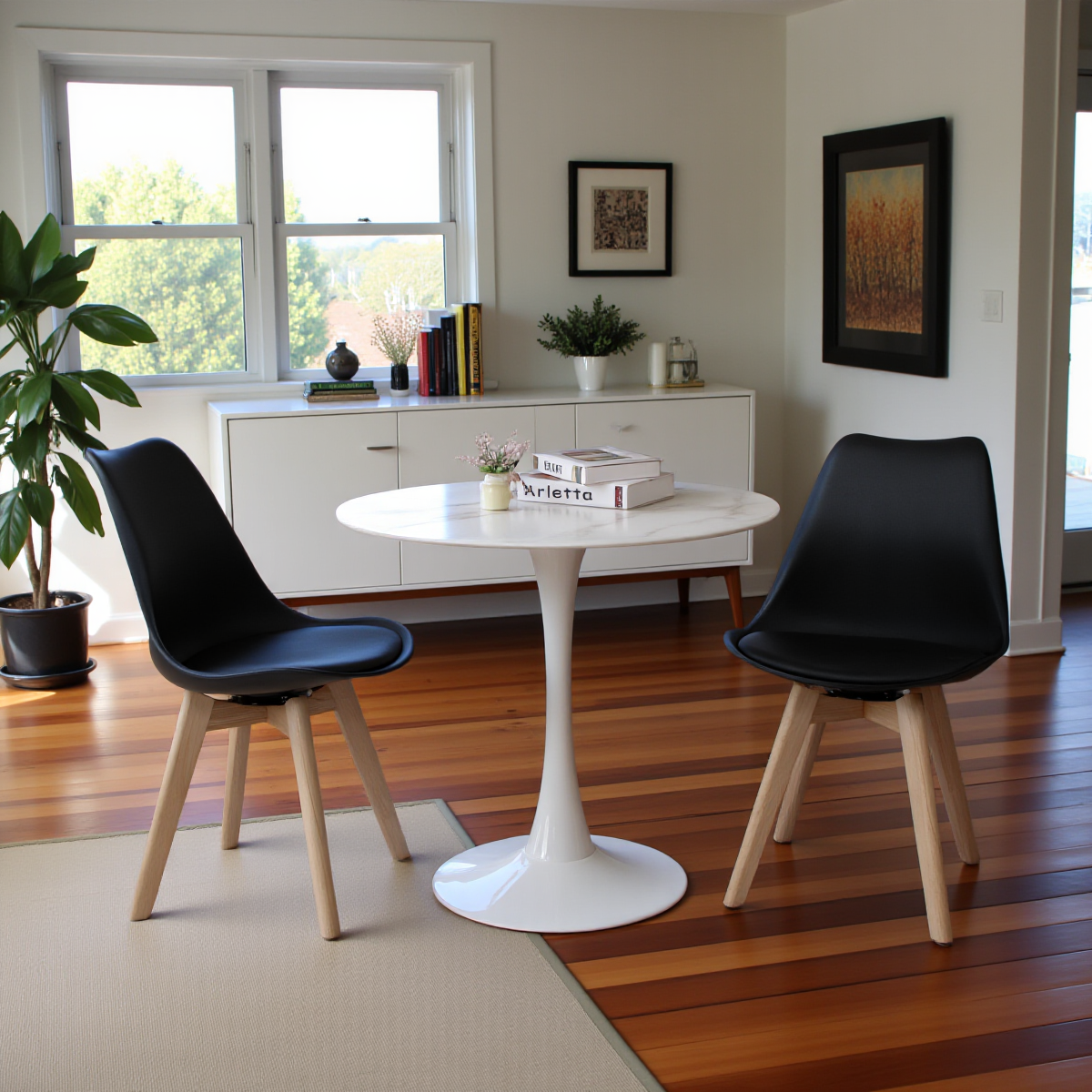 360° Armless Swivel Dining Chairs Set of 2/4 VINCO- Black/White/Gray