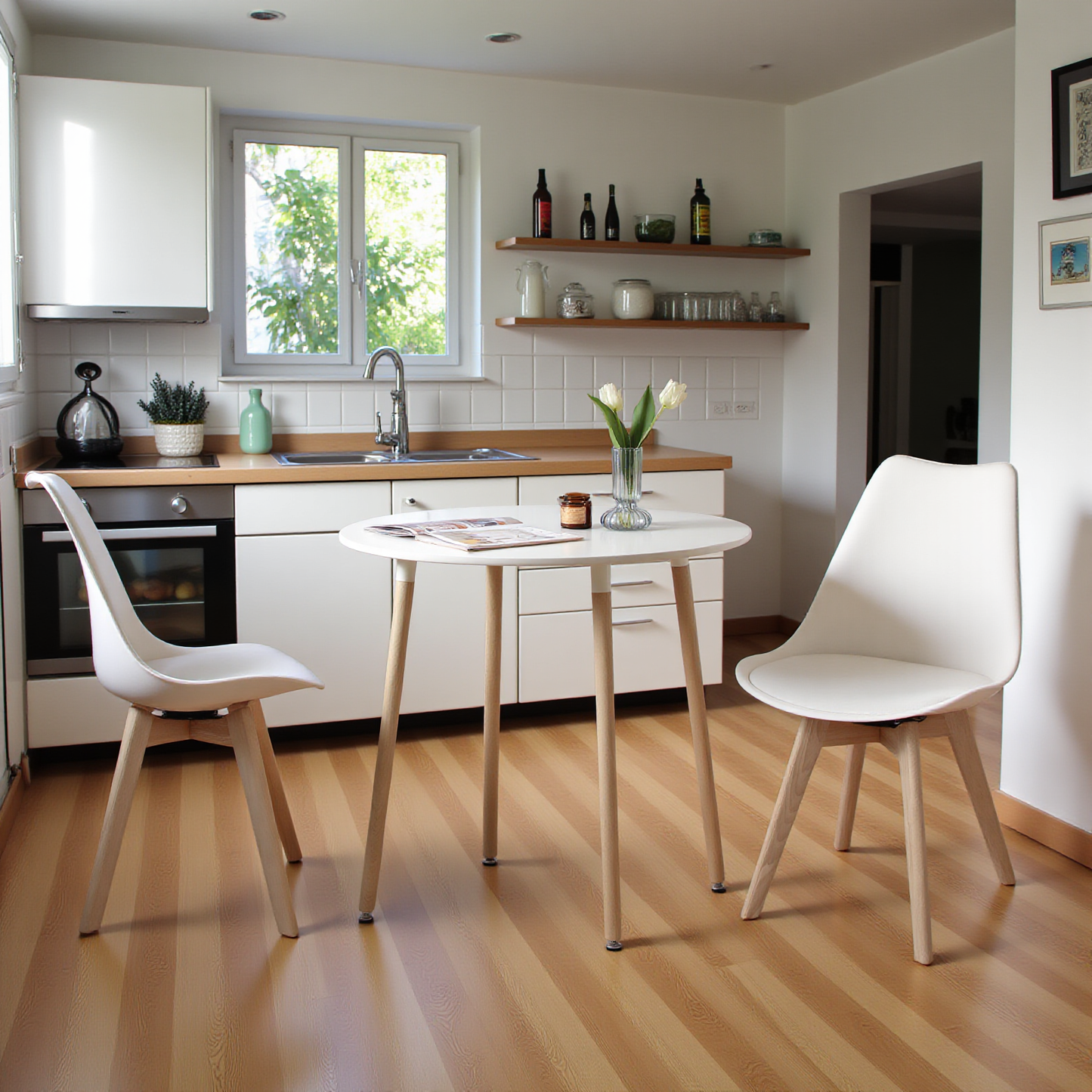 360° Armless Swivel Dining Chairs Set of 2/4 VINCO- Black/White/Gray