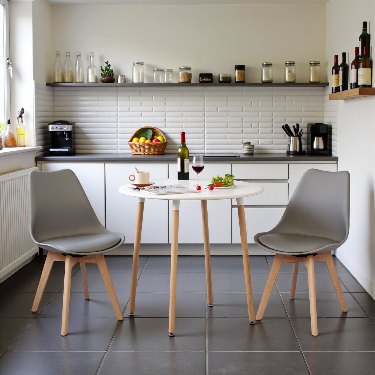 360° Armless Swivel Dining Chairs Set of 2/4 VINCO- Black/White/Gray