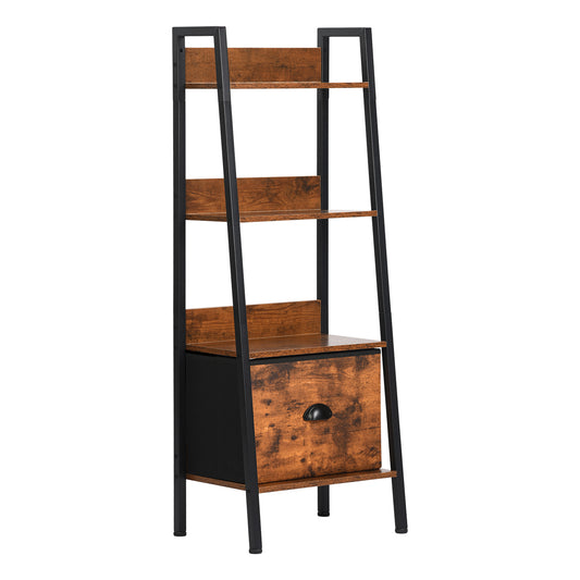 Bedroom Standing Shelves 110cm Height with Iron Legs-Fire color - VOLENS