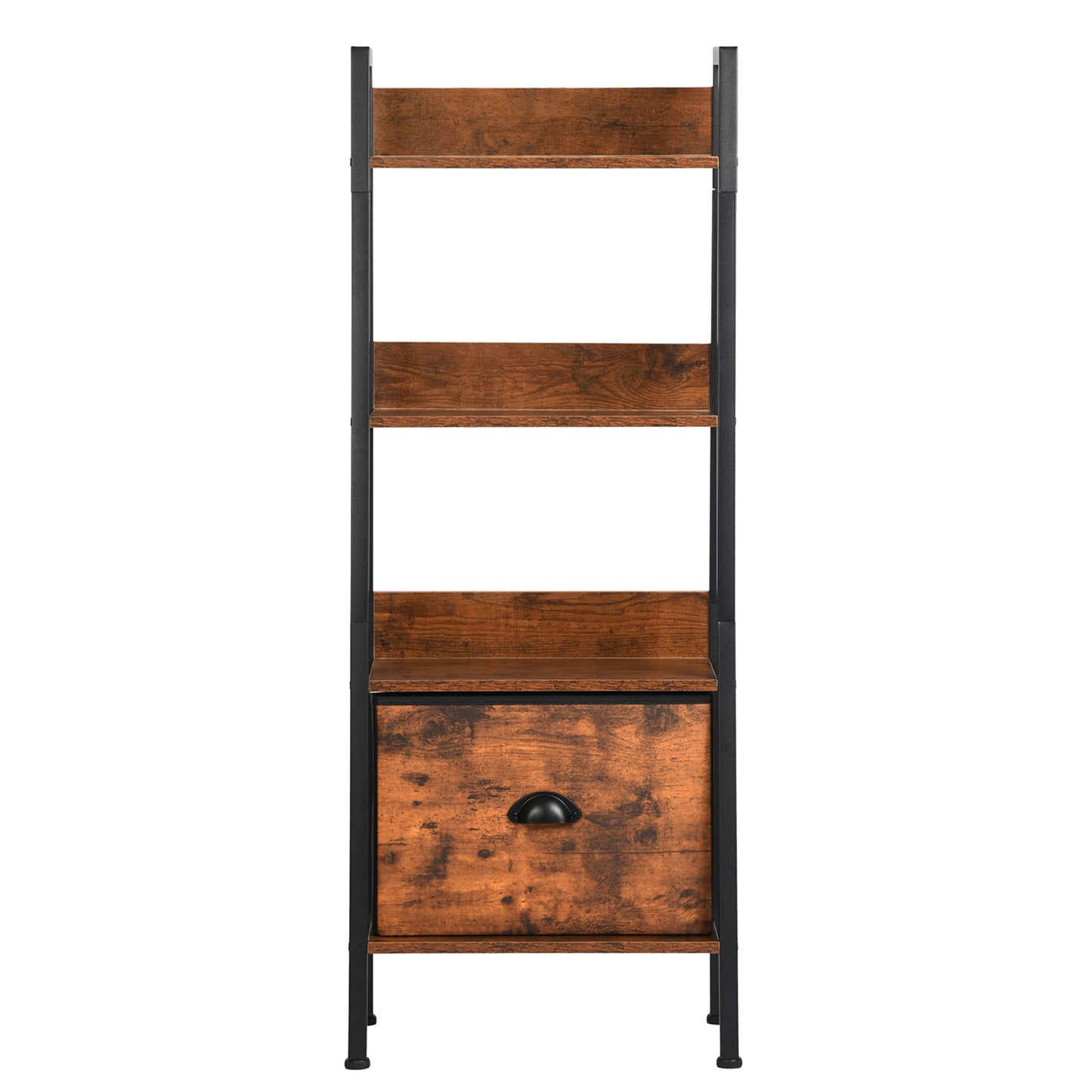 Bedroom Standing Shelves 110cm Height with Iron Legs-Fire color - VOLENS