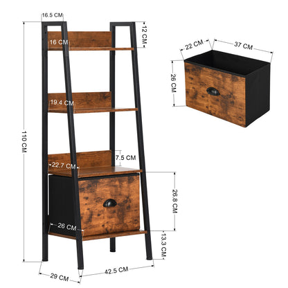 Bedroom Standing Shelves 110cm Height with Iron Legs-Fire color - VOLENS