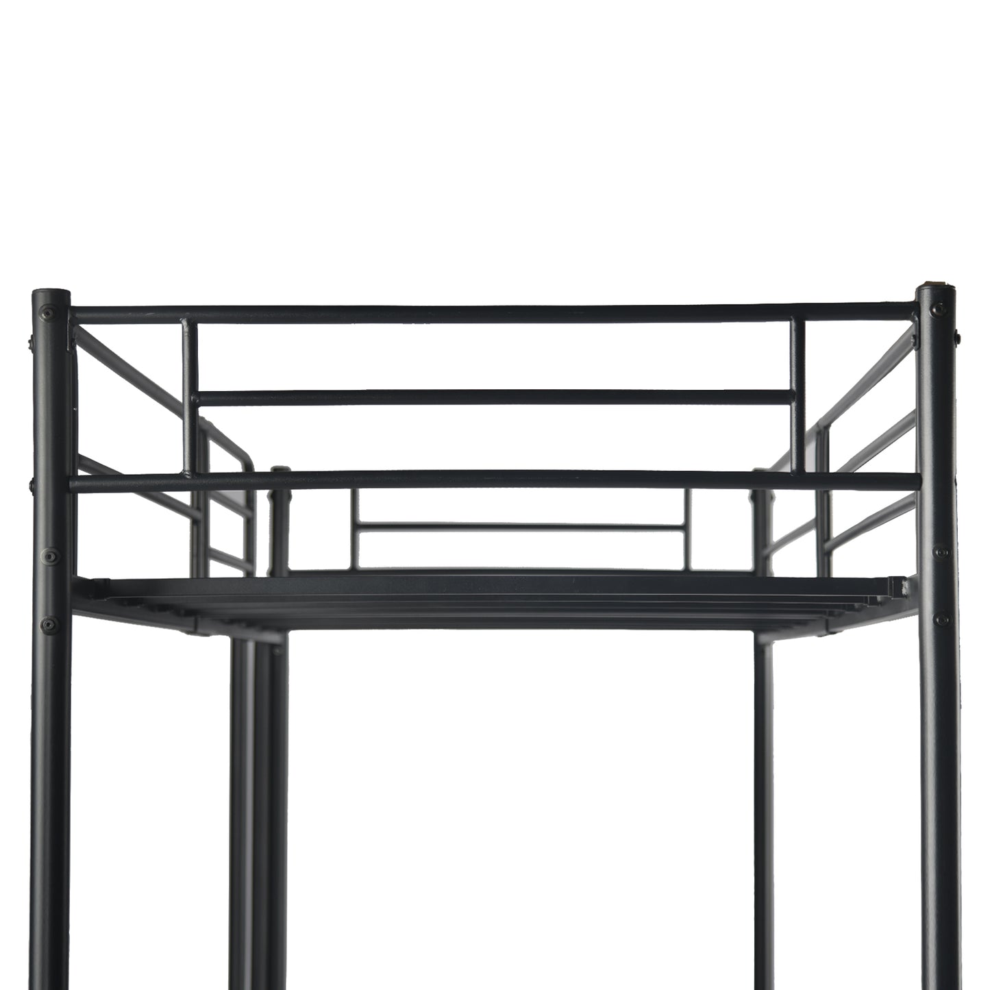 Loft Metal Bed Frame with Integrated Ladder Black-WALDO