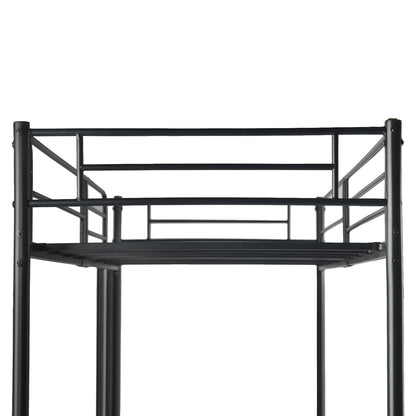 Loft Metal Bed Frame with Integrated Ladder Black-WALDO