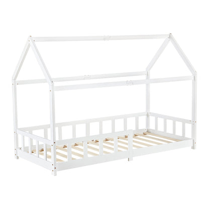 Children's house bed, bed close to the floor - white