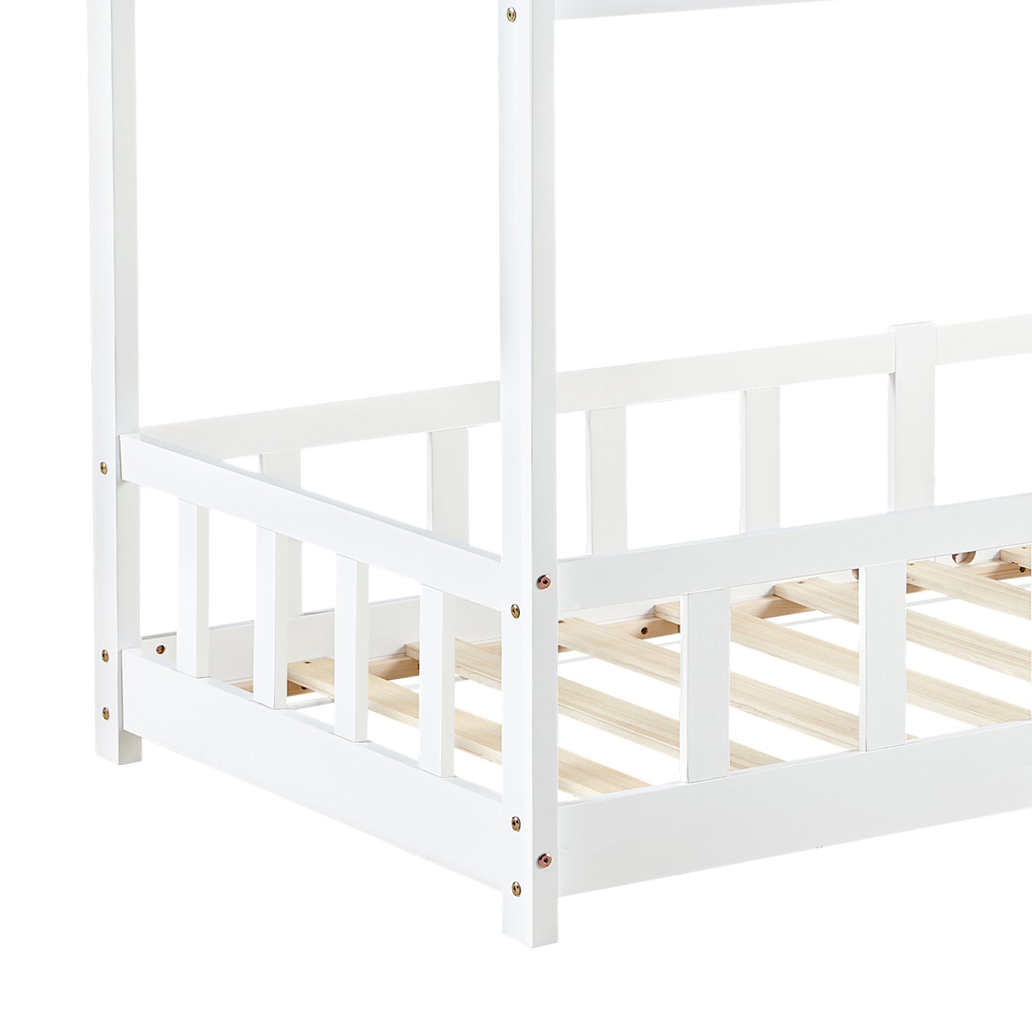 Kids Single House Bed 97*196cm-Wood/White-YORK