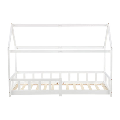 Kids Single House Bed 97*196cm-Wood/White-YORK