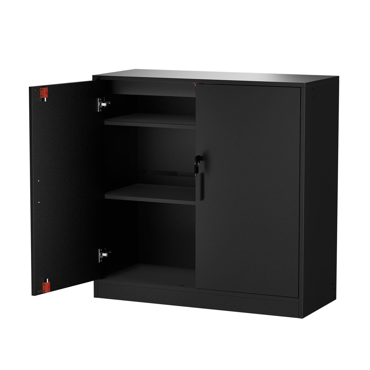 ZAPATA Double-Door, Double-Layer Storage Locker with Lock - Black
