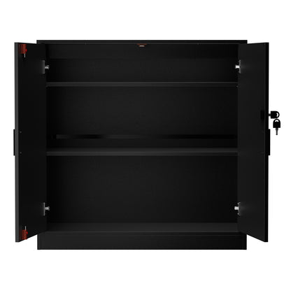 ZAPATA Double-Door, Double-Layer Storage Locker with Lock - Black