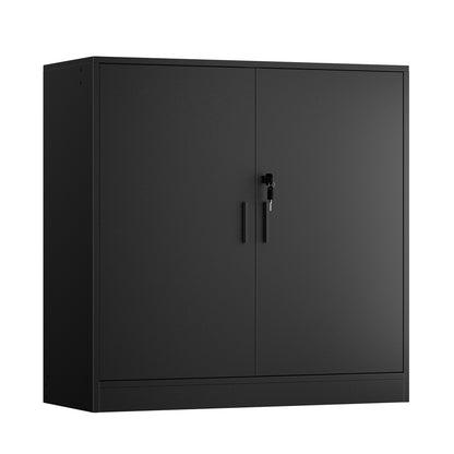 ZAPATA Double-Door, Double-Layer Storage Locker with Lock - Black