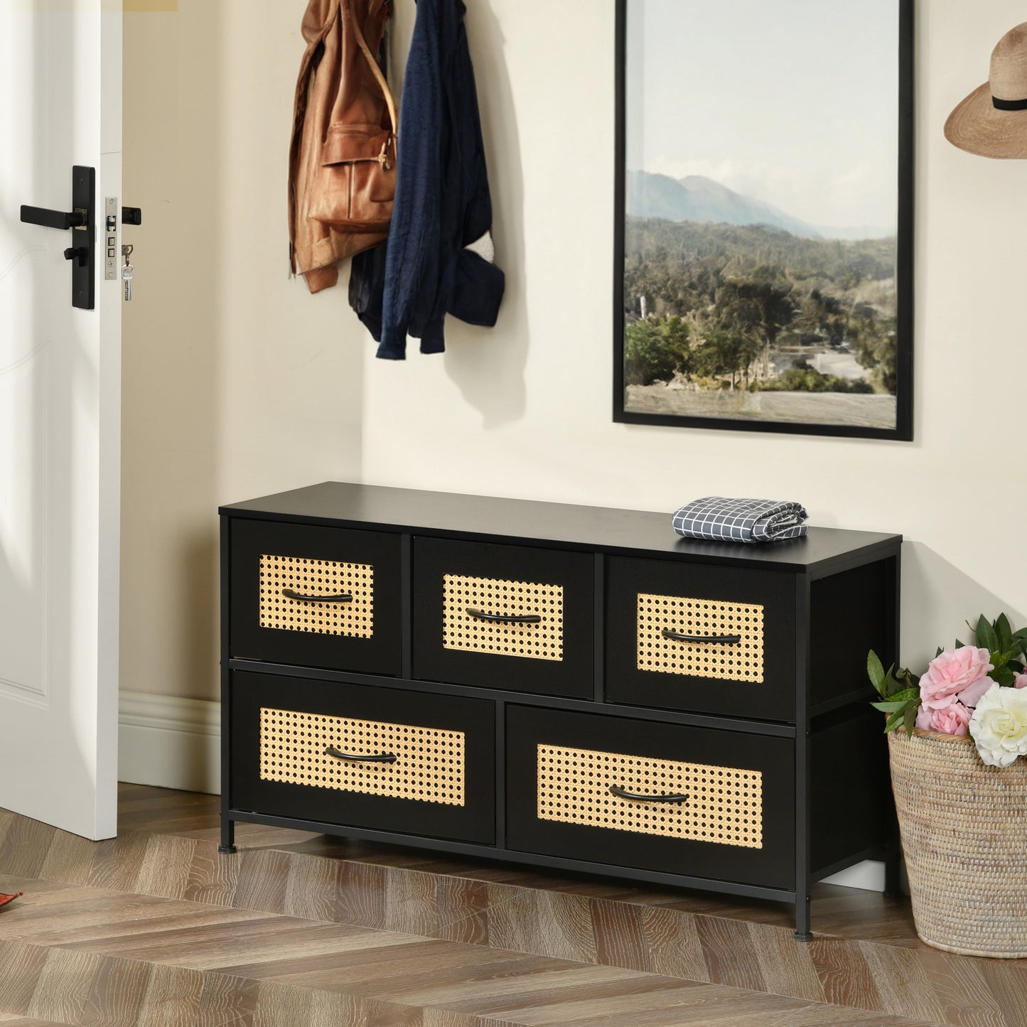 Short Accent Cabinet 100cm with Iron Legs-Black-ZOAR