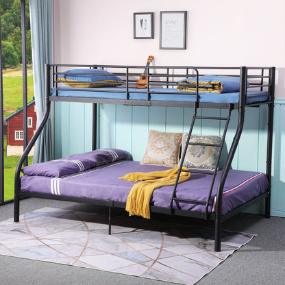 BUNK Metal Bunk Bed - 200x140/90cm Children's Bed Bunk Bed Metal Bed Frame - Black