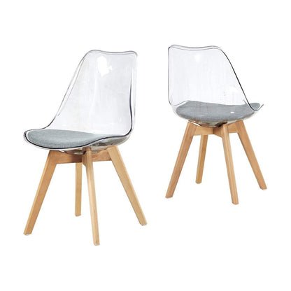 TULIP PC Dining Chairs with Beech Legs - Black/White/Grey