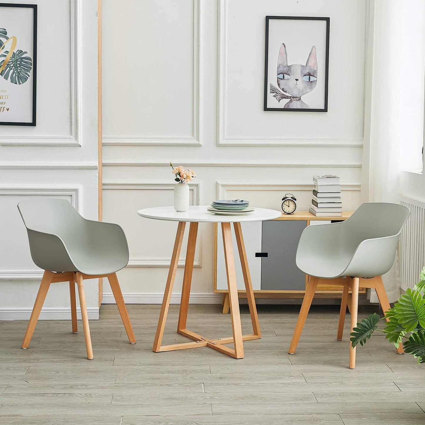 CLOVER PP Dining Chair with Solid Beech Legs - Black/White/Grey