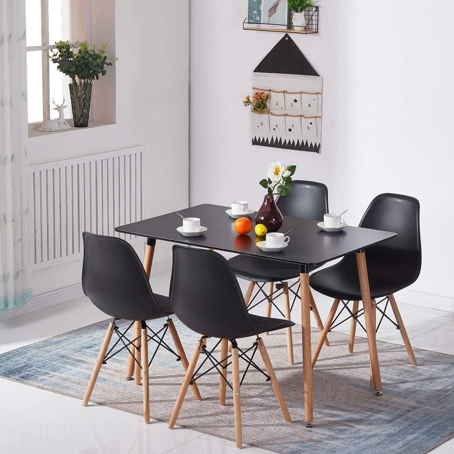 SAGE Rectangular MDF dining tables with beech legs 110 * 70 * 74 cm - Black/White