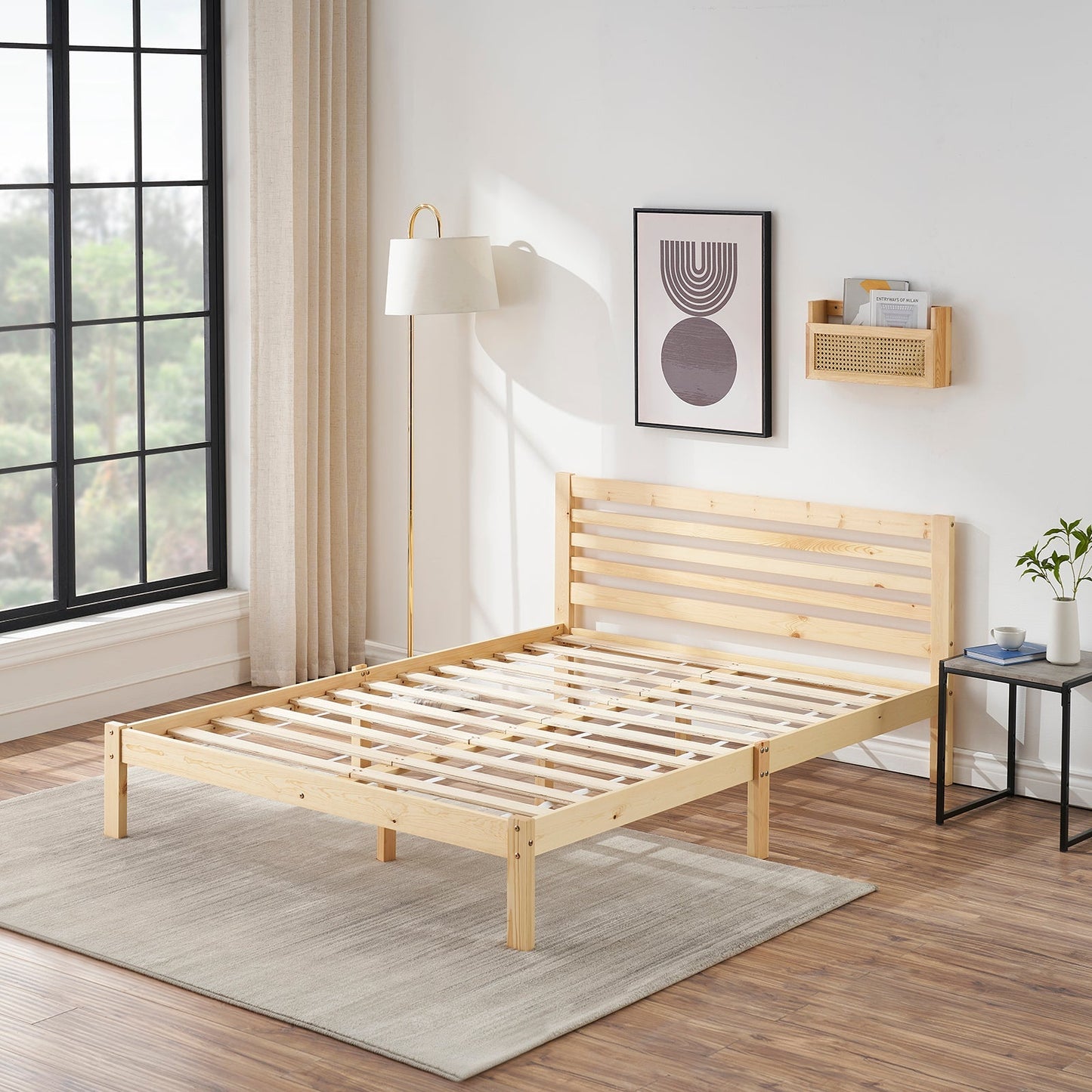 BEAN Wooden Single/Double Bed Frame 98*196cm/148*196cm - Natural Wood
