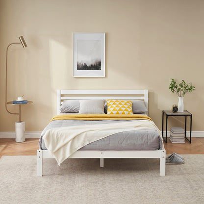 BEAN Wooden Single/Double Bed Frame 98*196cm/148*196cm - Natural Wood/White