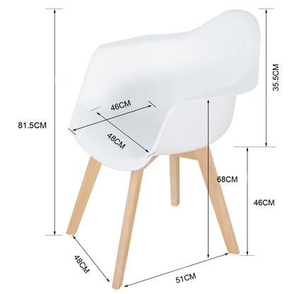 IRIS Dining Chairs Armrests Retro Chairs Wooden Legs Nordic Style Chairs - White/Black