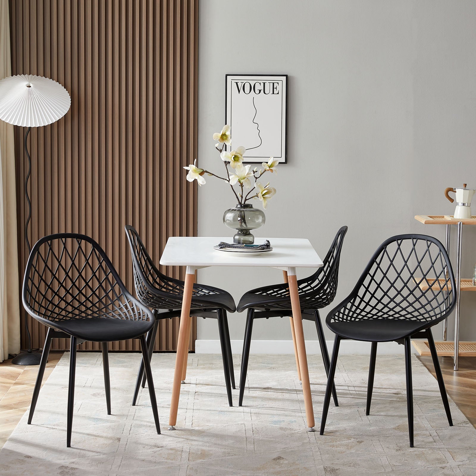 MILAN Dining Chairs with Metal Legs - White/Black