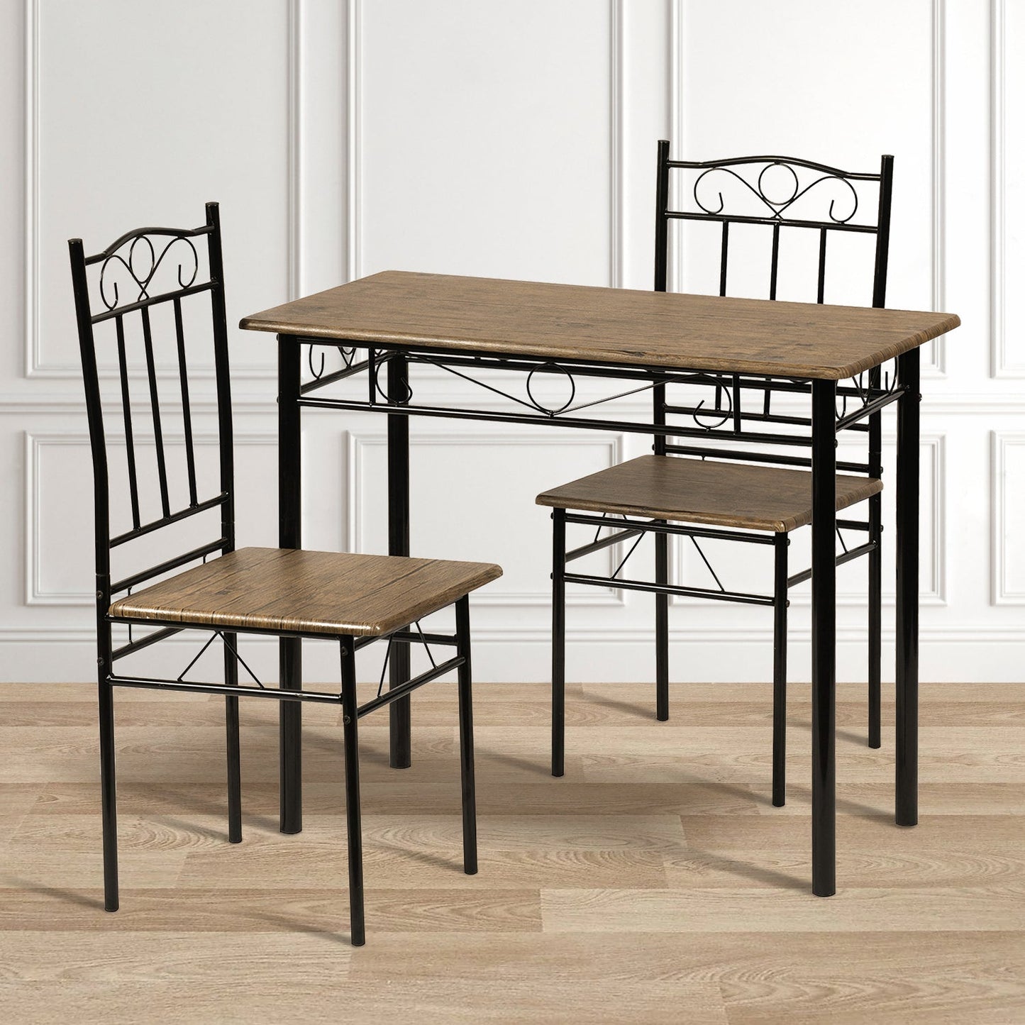 NORSEMAN 3-Piece Dining Set, Rectangular Dining Table with 2 Chairs 90*48*75cm - Colors Available