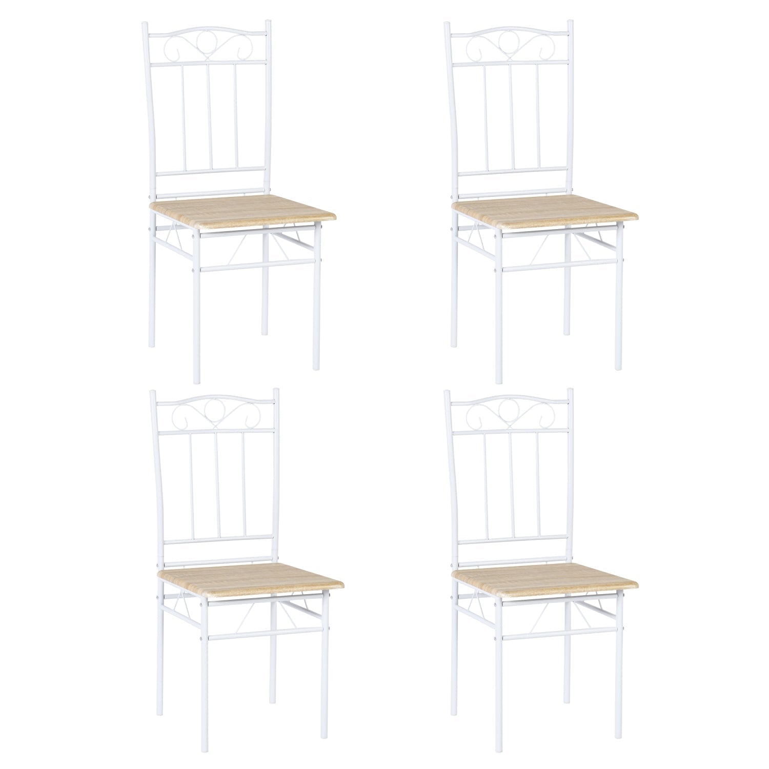 NORSEMAN BEECH Dining Table with 4/6 Chairs - 137*77*75cm - Oak Grain & White Iron Tubing