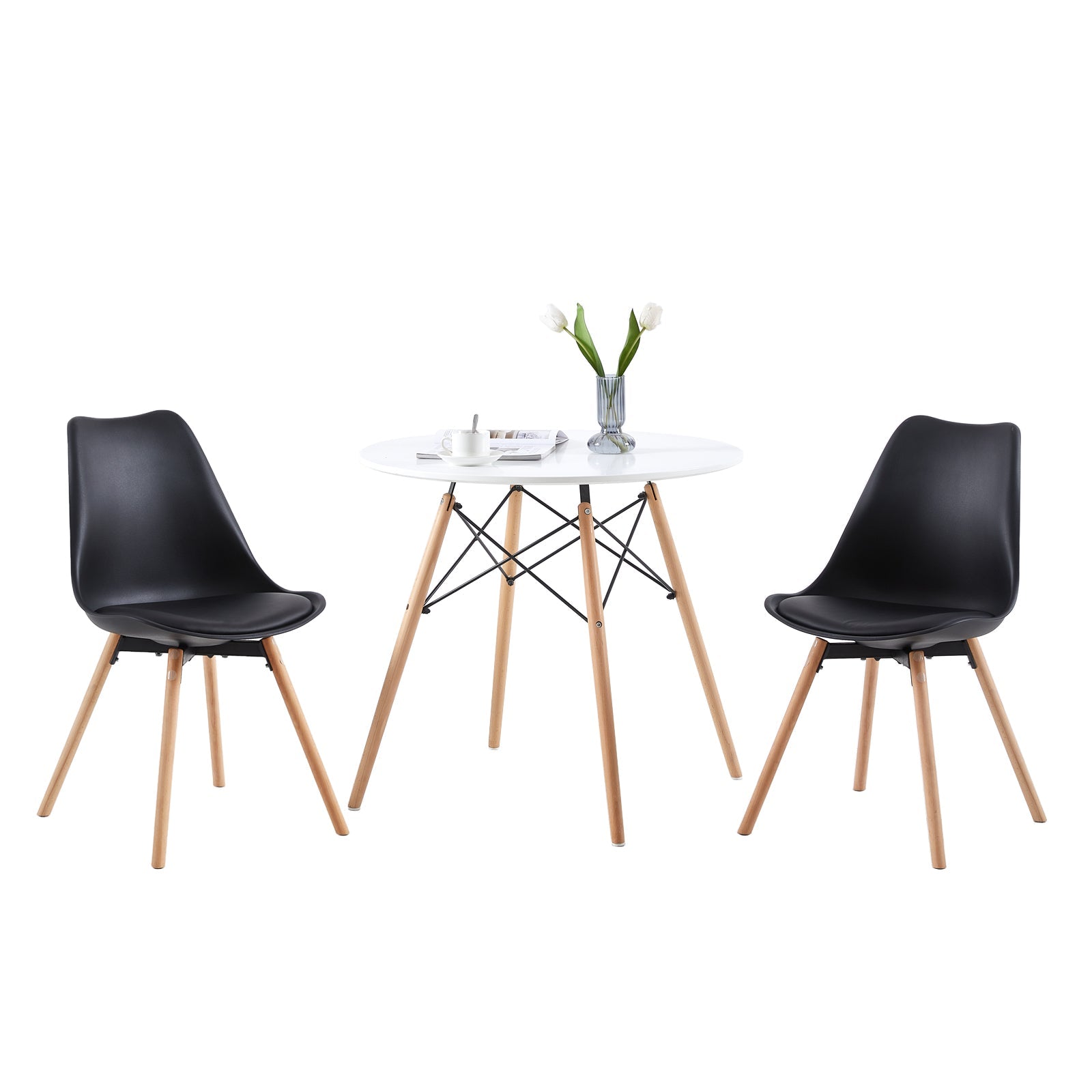 OATS PP Dining Chairs with Beech Legs - Black/White/Grey
