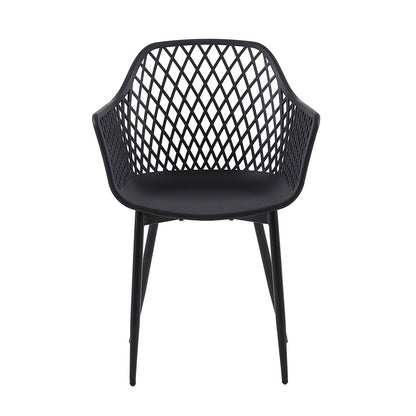 ROME Dining Chairs with Metal Legs, Retro Design Hollow Chair - Black
