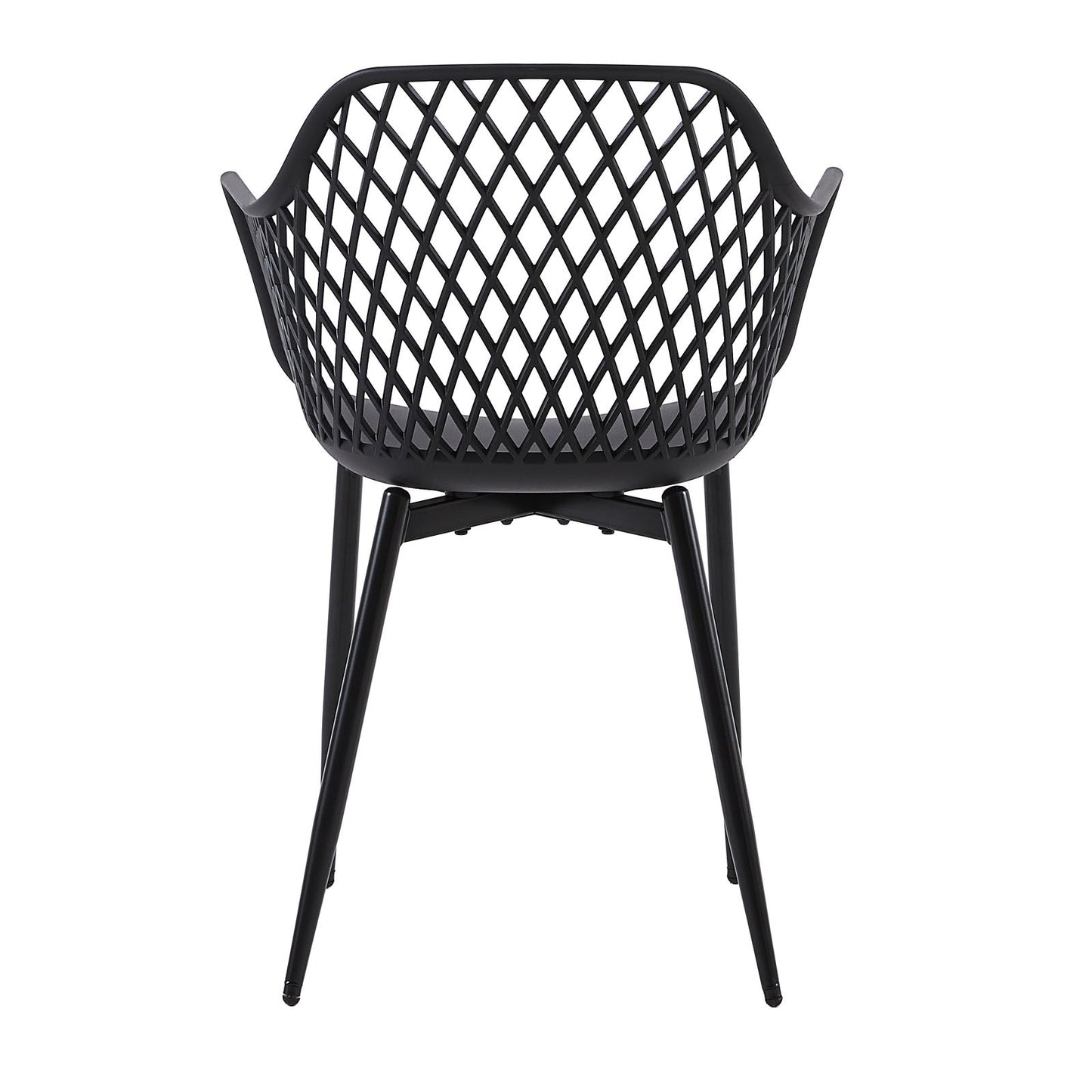 ROME Dining Chairs with Metal Legs, Retro Design Hollow Chair - Black