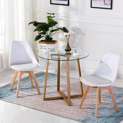 ROUNE Round glass dining tables with metal legs 80*80*75 cm - Transparent