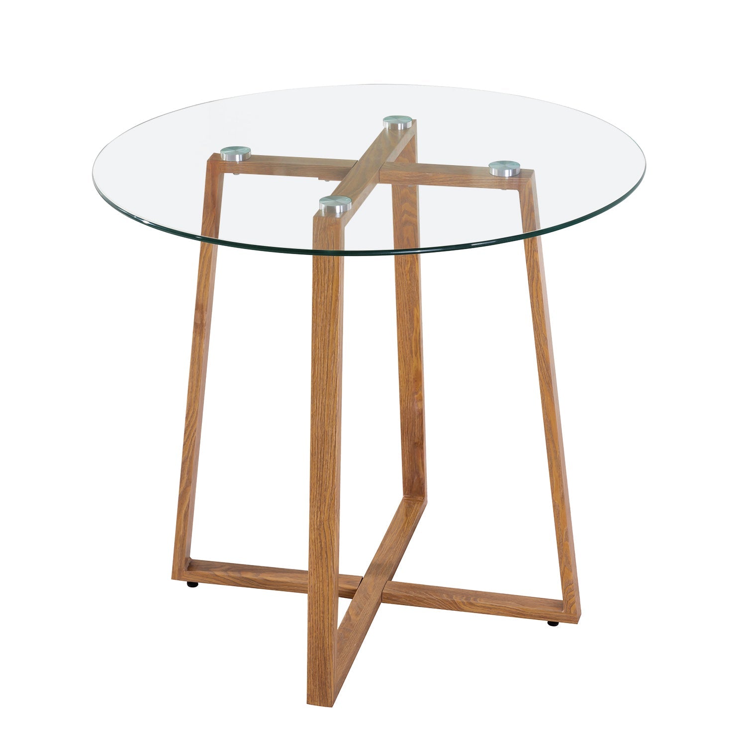 ROUNE Round glass dining tables with metal legs 80*80*75 cm - Transparent